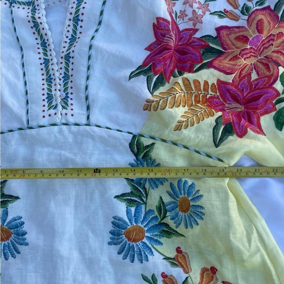 FARM Rio Floral Embroidered Dress - Yellow and White - Picture 5 of 9
